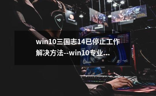 win10三国志14已停止工作解决方法--win10专业版-第1张-游戏资讯-龙启网络