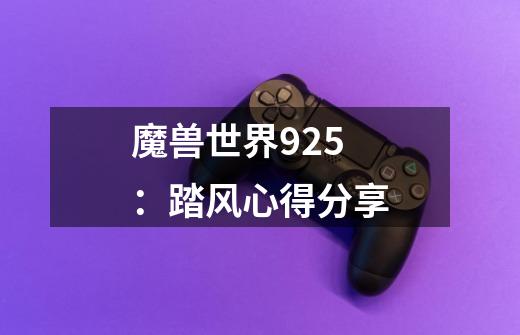 魔兽世界9.25：踏风心得分享-第1张-游戏资讯-龙启网络