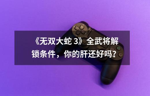 《无双大蛇 3》全武将解锁条件，你的肝还好吗？-第1张-游戏资讯-龙启网络